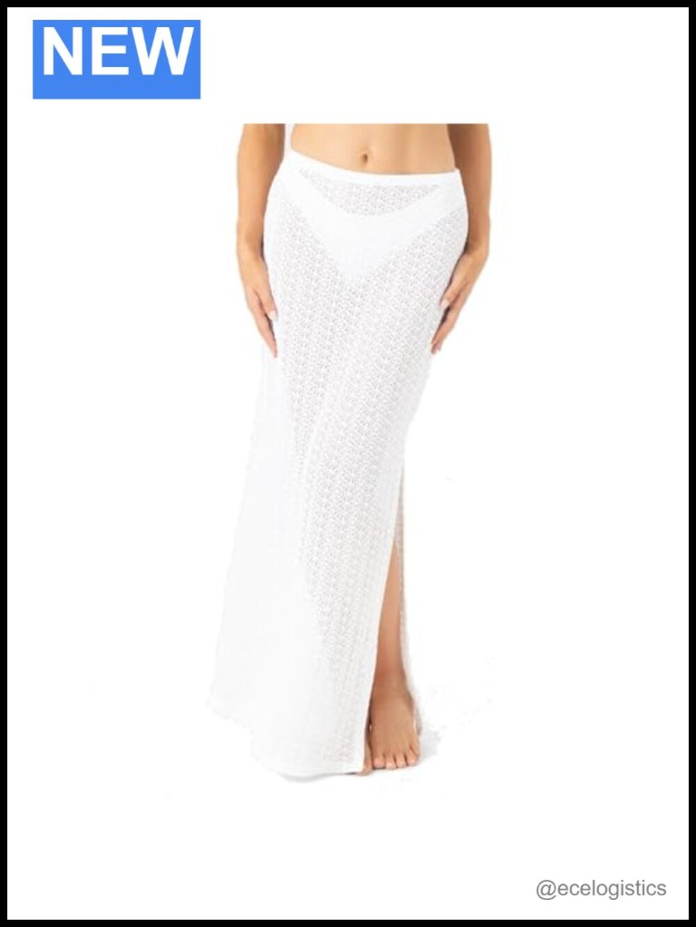 Crochet Long Bohemian Beach Coverup Skirt Breezy Maxi Elastic Waist